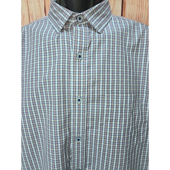 Johnston & Murphy Mens Plaid Dress Shirt Large - Contrast Cuffs - Picture 3 of 8